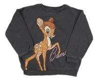 Tmavosivá oversize mikina s Bambim Disney