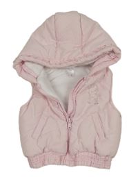 Svetloružová šušťáková zateplená vesta s Bambim a kapucňou C&A
