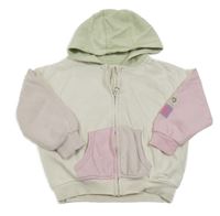 Smetanovo-zeleno-ružová prepínaci mikina s kapucňou George