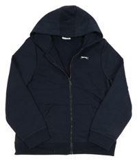 Tmavomodrá prepínaci mikina s logom a kapucňou Slazenger