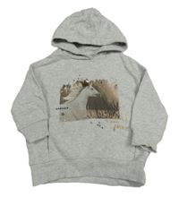 Šedá melírovaná mikina s koněm a kapucí Next