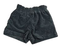 Tmavošedo-stříbrné sametové žebrované třpytivé podšité kraťasy Nutmeg