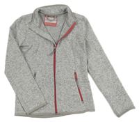 Šedá melírovaná pletená thermo propínací mikina 