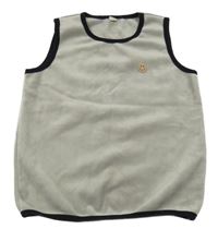 Sivá plyšová vesta so smajlíkom a černými lemy