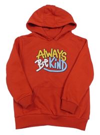 Červená mikina s nápisem a kapucí Primark