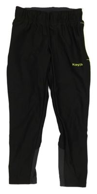 Čierno-neónově zelené spodné funkčné legíny Kipsta