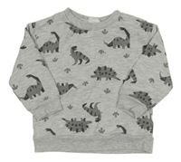Sivá mikina s dinosaurami