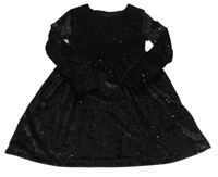 Čierne zamatové trblietavé šaty so žabičkováním St. Bernard