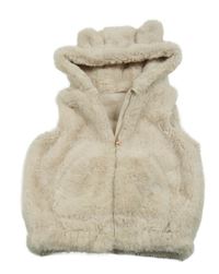 Béžová kožušinová podšitá vesta s kapucňou Nutmeg