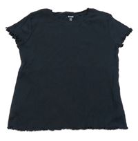 Tmavomodré rebrované crop tričko Kiabi