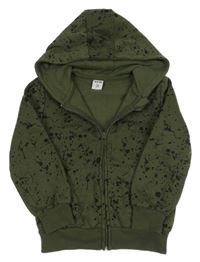 Kaki-čierna vzorovaná mikina s kapucňou Y.F.K.