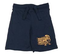 Tmavomodré teplákové kraťasy s dinosaurom Dopodopo