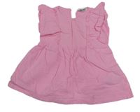 Ružové ľanové šaty s kvietkami