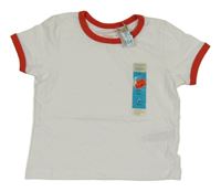 Nové - Biele tričko s červeným lemem Primark