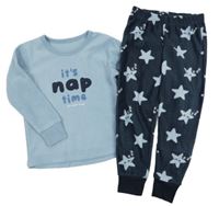 Nové - Světle-tmavomodré fleecové pyžama s nápisom Dunnes