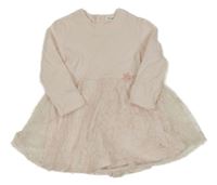Svetloružové šaty s tylovou vyšívanou sukní