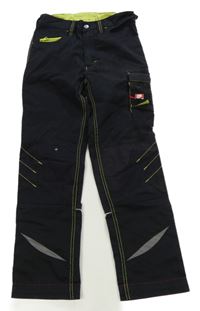 Černo-neonově zelené outdoorové kalhoty 