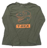 Khaki tričko s lebkou dinosaura Y.F.K.
