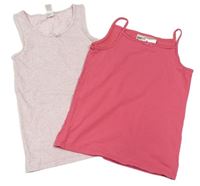 2x - Růžová + růžovo-bílá pruhovaná košilka 