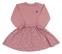 Růžové teplákové šaty s kytičkami John Lewis