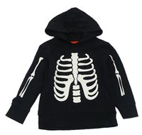 Čierna mikina s kostlivcem a kapucňou Hallowscream
