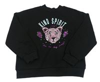 Čierna oversize mikina s leopardom George