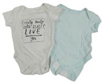 2x Svetlomodré bodkované + biele body s nápisom