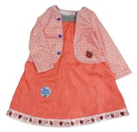 Kostým - Lososovo-světlerůžové šaty s beruškami - Peter Rabbit