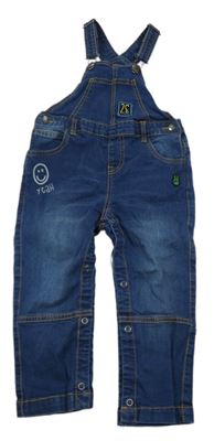 Tmavomodré laclové rifle s nášivkami Manor