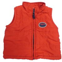 Červená šušťáková zateplená vesta s autom C&A