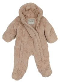 Svetloružová kožušinová zateplená kombinéza s kapucňou George