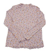 Lila kytičkované žebrované triko Alive