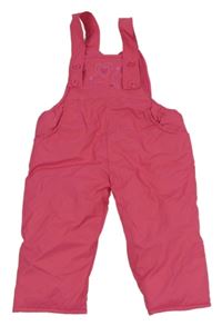 Růžové šusťákové laclové oteplovačky se srdíčky 