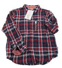 Nové - Tmavomodro-červeno-biela kockovaná košeľa Cool kids