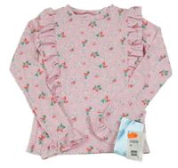 Nové - Světlerůžové vzorované triko s kytičkami Dunnes