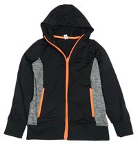 Černo-šedá propínací sportovní mikina s kapucí Yigga