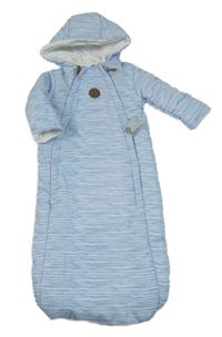 Nové - Světlemodrý vzorovaný šusťákový zimní fusak a kapucí Bonjour Bébé