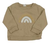 Béžová vzorovaná mikina s dúhou Shein