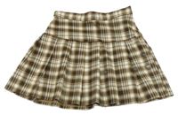 Béžovo-hnedo-biela kockovaná skladaná sukňa H&M