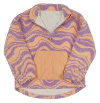 Fialovo-broskvová vzorovaná huňatá bunda Dunnes