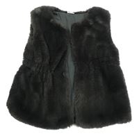 Tmavosivá kožušinová podšitá vesta Next