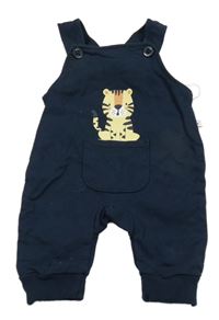 Tmavomodré laclové tepláky s tygrem Liegelind