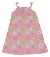 Svetloružové bavlnené šaty s kvietkami C&A