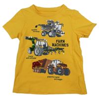 Žlté tričko s autami a flitrami C&A