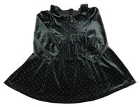 Antracitové zamatové bodkovaná é šaty s golierikom M&S