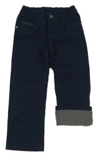 Tmavomodré plátěné podšité kalhoty Lupilu