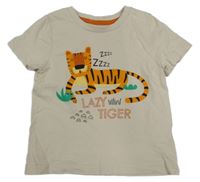 Béžové tričko s tigrom Peacocks