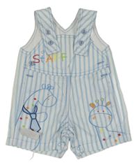 Bílo-modré pruhované plátěné laclové kraťasy se žirafami Chicco