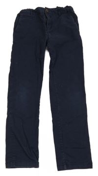 Tmavomodré plátenné chino nohavice H&M