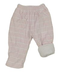 Světlerůžovo-bílé pruhované sametové zateplené kalhoty C&A